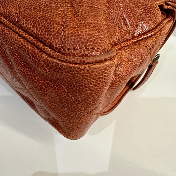 CHANEL Shiva Burnt Orange Shoulder Bag with Quilted Design and Gold-Toned Logo - Picture 14 of 16